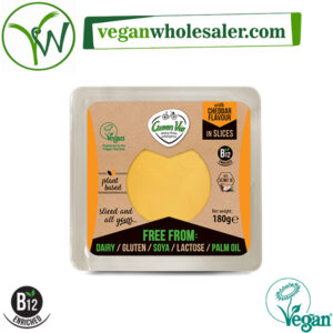 Vegan Cheddar Cheese Alternative Slices by Greenvie. 180g pack.