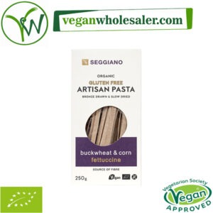 Vegan and gluten-free Buckwheat and Corn Fettucine pasta by Seggiano. 250g box.
