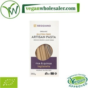 Vegan and gluten-free Rice and Quinoa Tagliatelle pasta by Seggiano. 250g box.