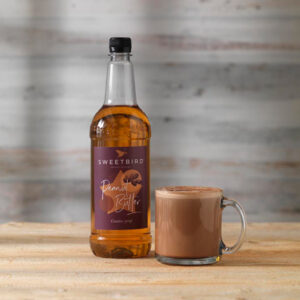 Vegan Peanut Butter Creative Syrup by Sweetbird served in a vegan hot chocolate.