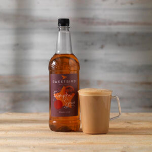 Vegan Pumpkin Spice Creative Syrup by Sweetbird served in a vegan latte.