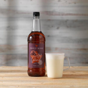 Vegan Salted Caramel Creative Syrup by Sweetbird served in a vegan latte.