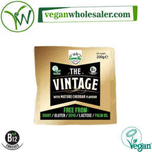 Vegan The Vintage Mature Cheddar Cheese Alternative Block by Greenvie. 200g pack.