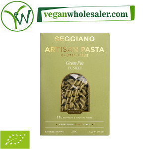 Vegan Gluten Free Green Pea Fusilli Pasta by Seggiano. 250g pack.